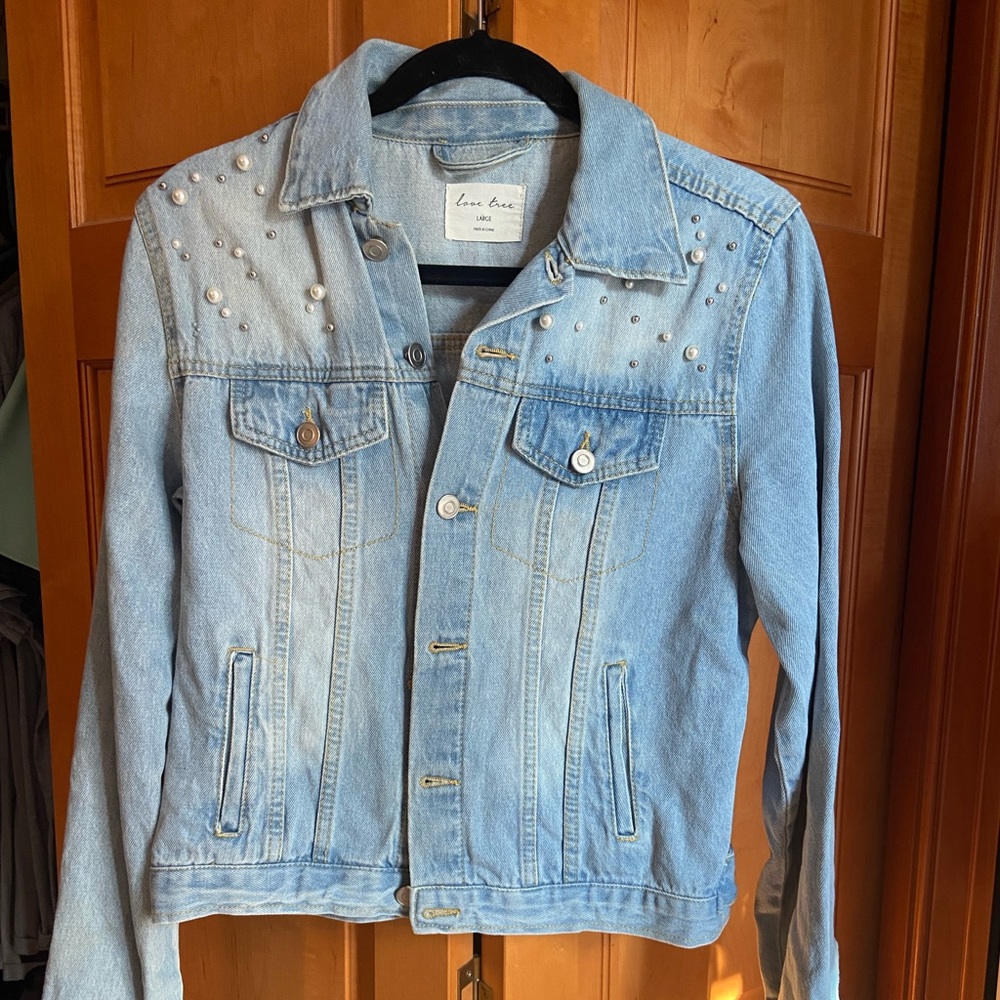 Pearl Studded Jean Jacket